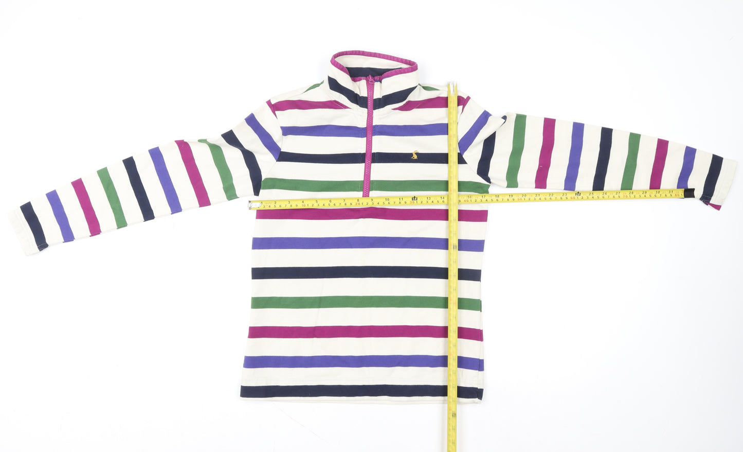 Joules Women's Multicoloured Striped 1/2 Zip Pullover Sweatshirt Size 10