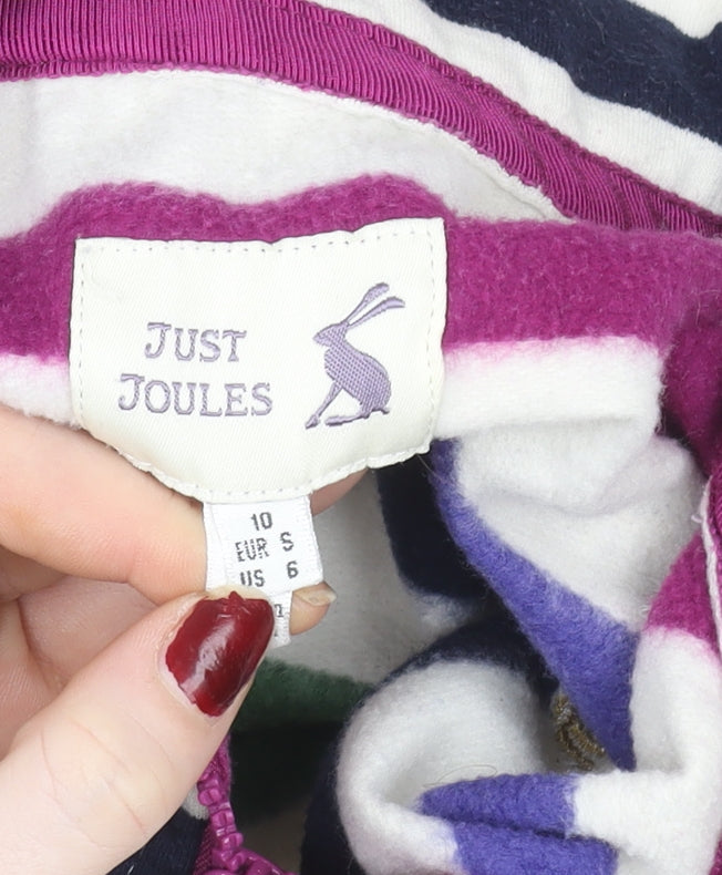Joules Women's Multicoloured Striped 1/2 Zip Pullover Sweatshirt Size 10