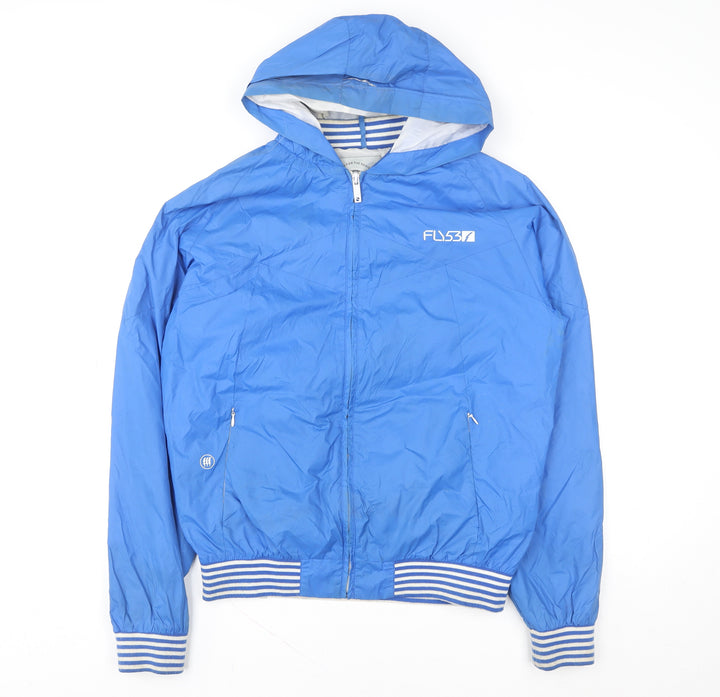 Fly53 Men's Blue Hooded Windbreaker Jacket Size L
