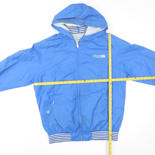 Fly53 Men's Blue Hooded Windbreaker Jacket Size L