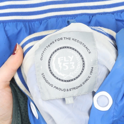 Fly53 Men's Blue Hooded Windbreaker Jacket Size L