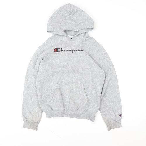 Champion Girls Grey Pullover Hoodie Medium Fleece Logo Sweatshirt