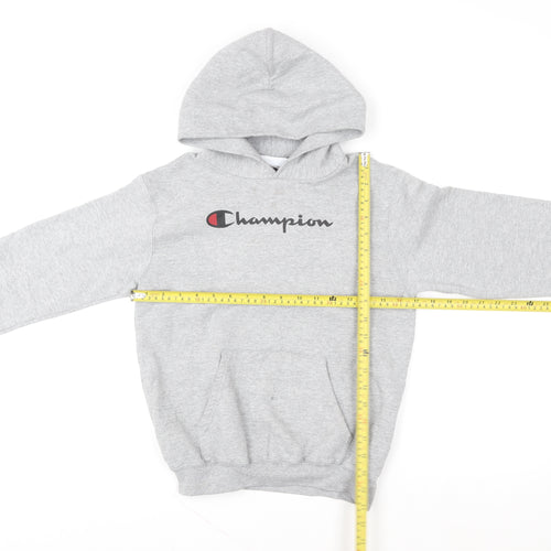 Champion Girls Grey Pullover Hoodie Medium Fleece Logo Sweatshirt