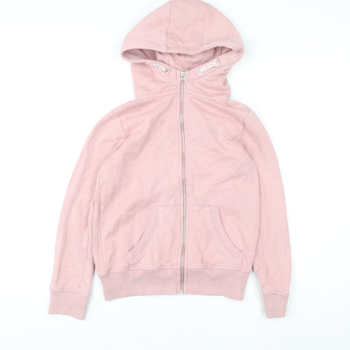 Next Girls Pink Full Zip Hoodie 10 Years Cotton Blend Casual Hooded Top
