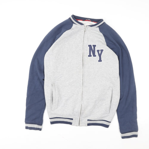 Very Boys Grey & Navy Full Zip Sweatshirt 16 Years NY Logo Casual Top