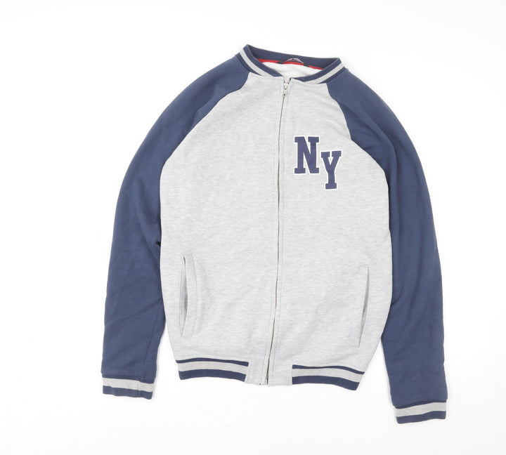 Very Boys Grey & Navy Full Zip Sweatshirt 16 Years NY Logo Casual Top
