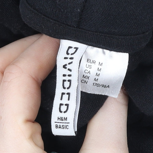 H&M Divided Women's Black Pullover Hoodie Size M Cotton Blend