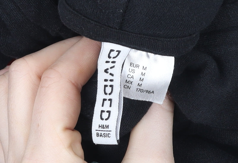 H&M Divided Women's Black Pullover Hoodie Size M Cotton Blend