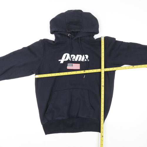 Primark Penn Men's Black Pullover Hoodie M USA Graphic Cotton Blend