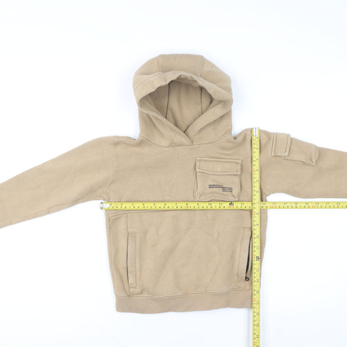 Next Boys Beige Cotton Blend Pullover Hoodie Age 7 Cargo Pocket Style