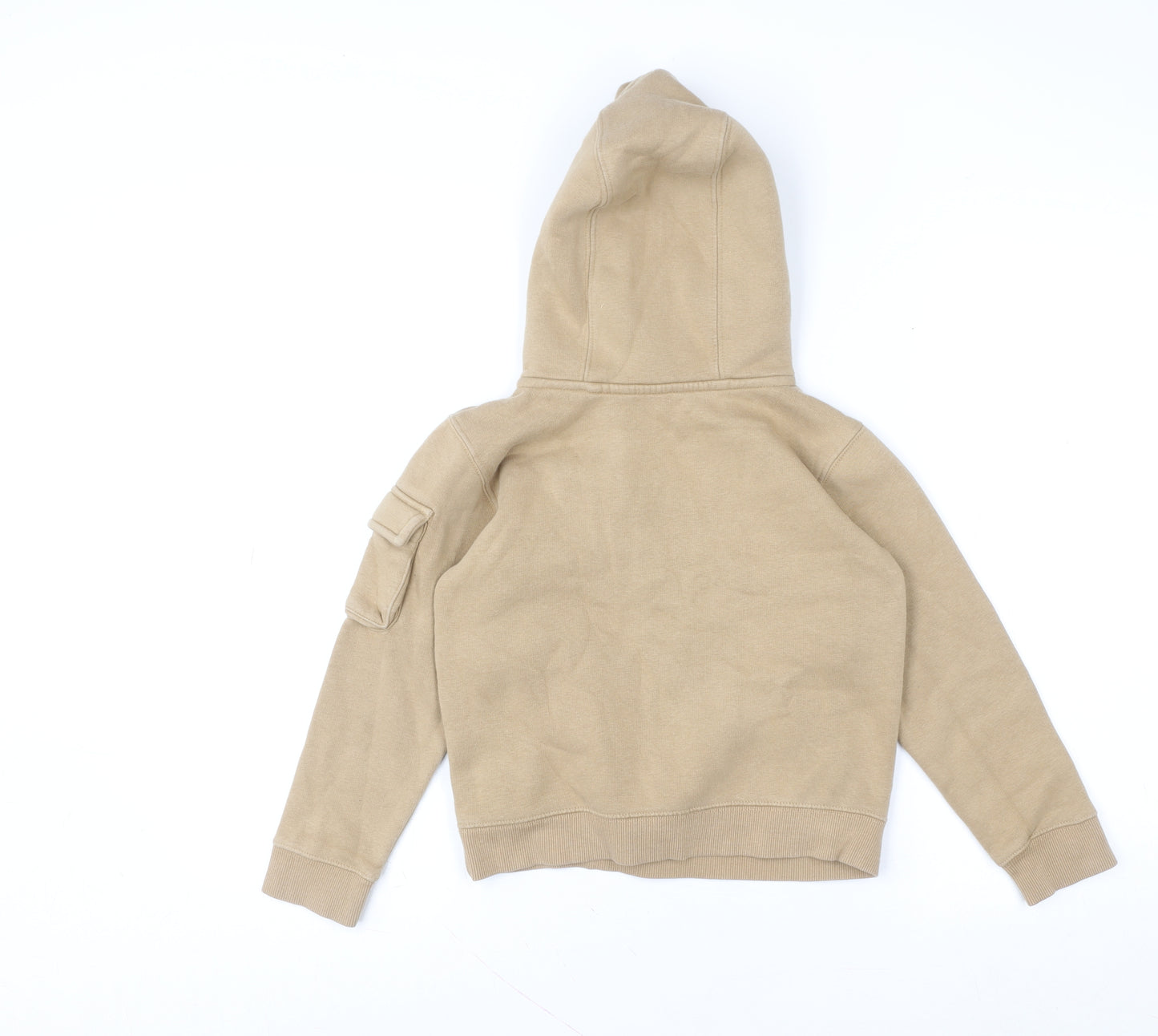 Next Boys Beige Cotton Blend Pullover Hoodie Age 7 Cargo Pocket Style