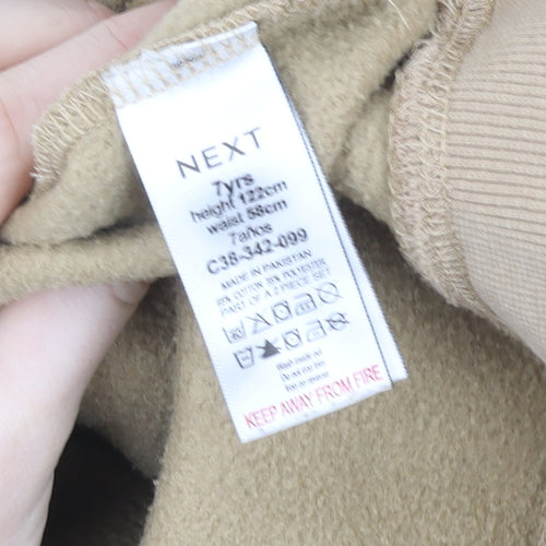 Next Boys Beige Cotton Blend Pullover Hoodie Age 7 Cargo Pocket Style