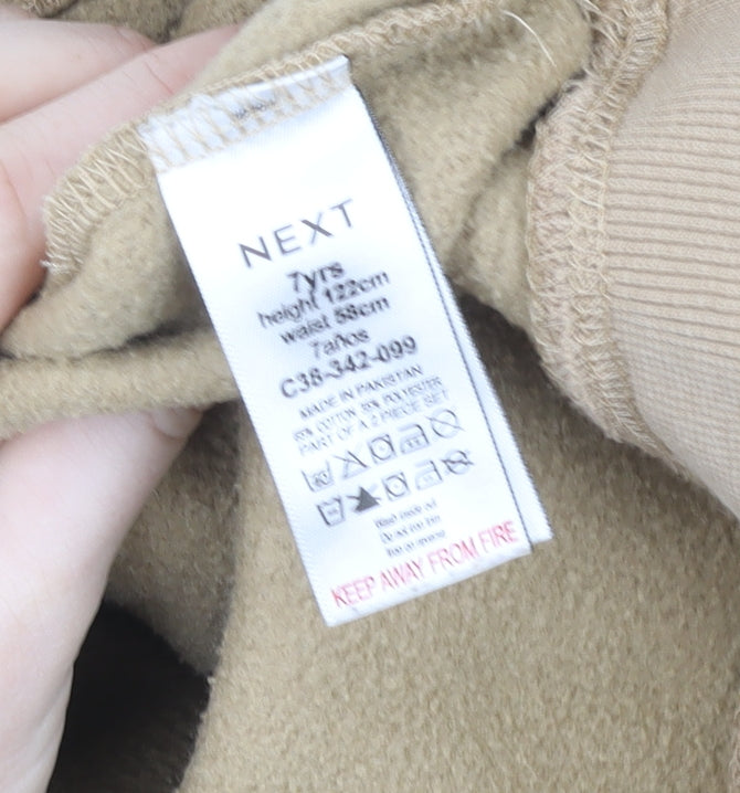 Next Boys Beige Cotton Blend Pullover Hoodie Age 7 Cargo Pocket Style