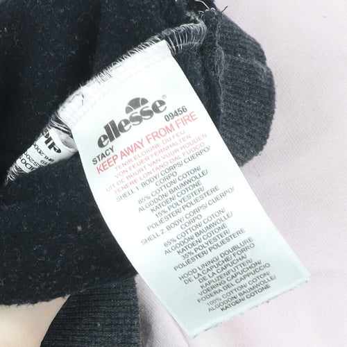 Ellesse Womens UK 6 Pink & Charcoal Full Zip Cropped Hoodie