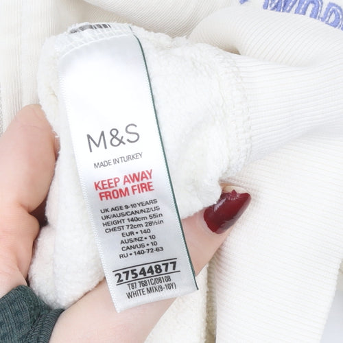 Marks and Spencer Girls Ivory Jurassic World Full Zip Hoodie 9-10 Years