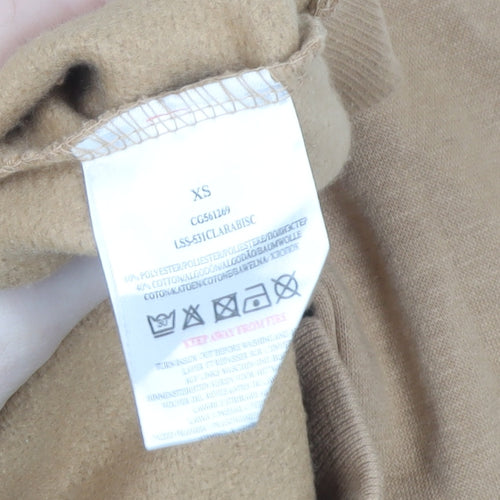 Brave Soul Women Beige Pullover Hoodie XS Cotton Blend Casual