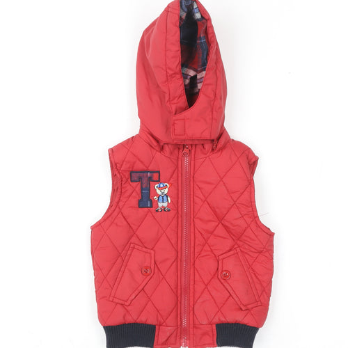 Tom & Kiddy Red Quilted Hooded Waistcoat 6-9 Months Unisex Baby Jacket