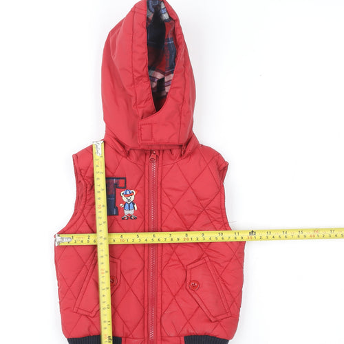 Tom & Kiddy Red Quilted Hooded Waistcoat 6-9 Months Unisex Baby Jacket