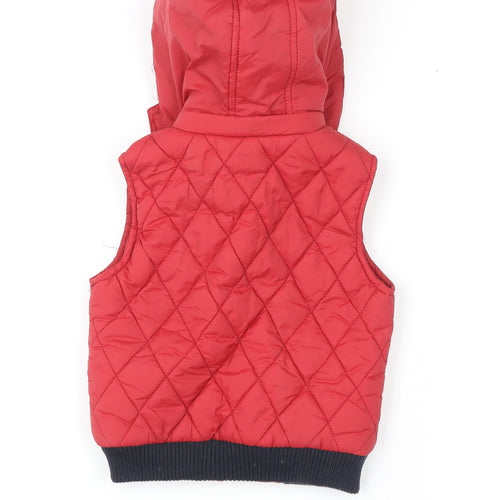 Tom & Kiddy Red Quilted Hooded Waistcoat 6-9 Months Unisex Baby Jacket