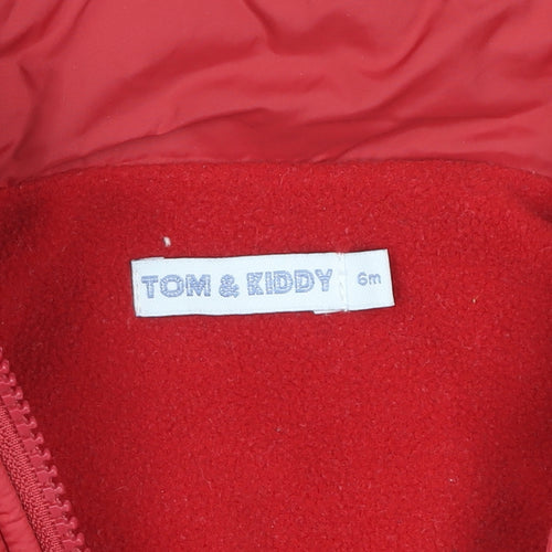 Tom & Kiddy Red Quilted Hooded Waistcoat 6-9 Months Unisex Baby Jacket