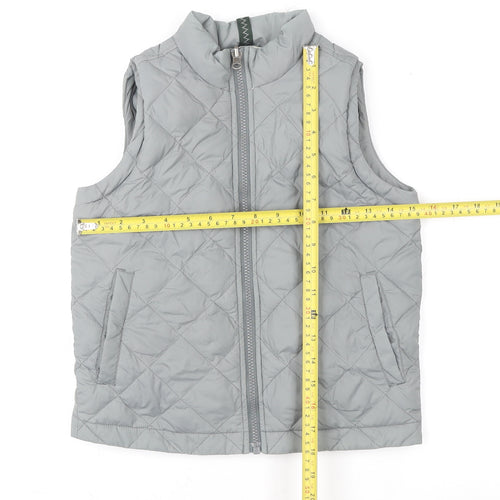 Lands’ End Girls Grey Quilted Padded Waistcoat Gilet Size 6 Years