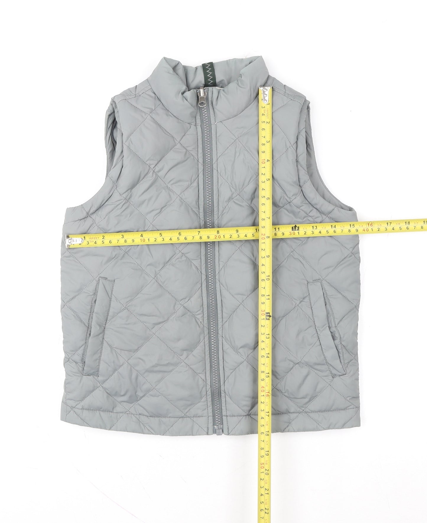 Lands’ End Girls Grey Quilted Padded Waistcoat Gilet Size 6 Years