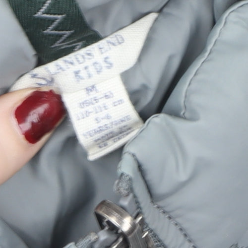 Lands’ End Girls Grey Quilted Padded Waistcoat Gilet Size 6 Years