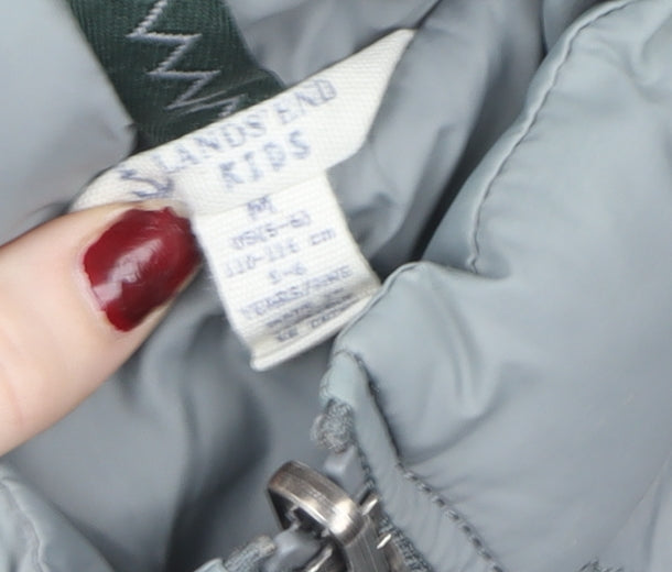 Lands’ End Girls Grey Quilted Padded Waistcoat Gilet Size 6 Years