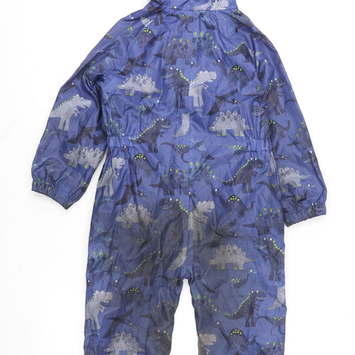 Bluezoo Boys Blue Dinosaur Waterproof Hooded Snowsuit 3 Years
