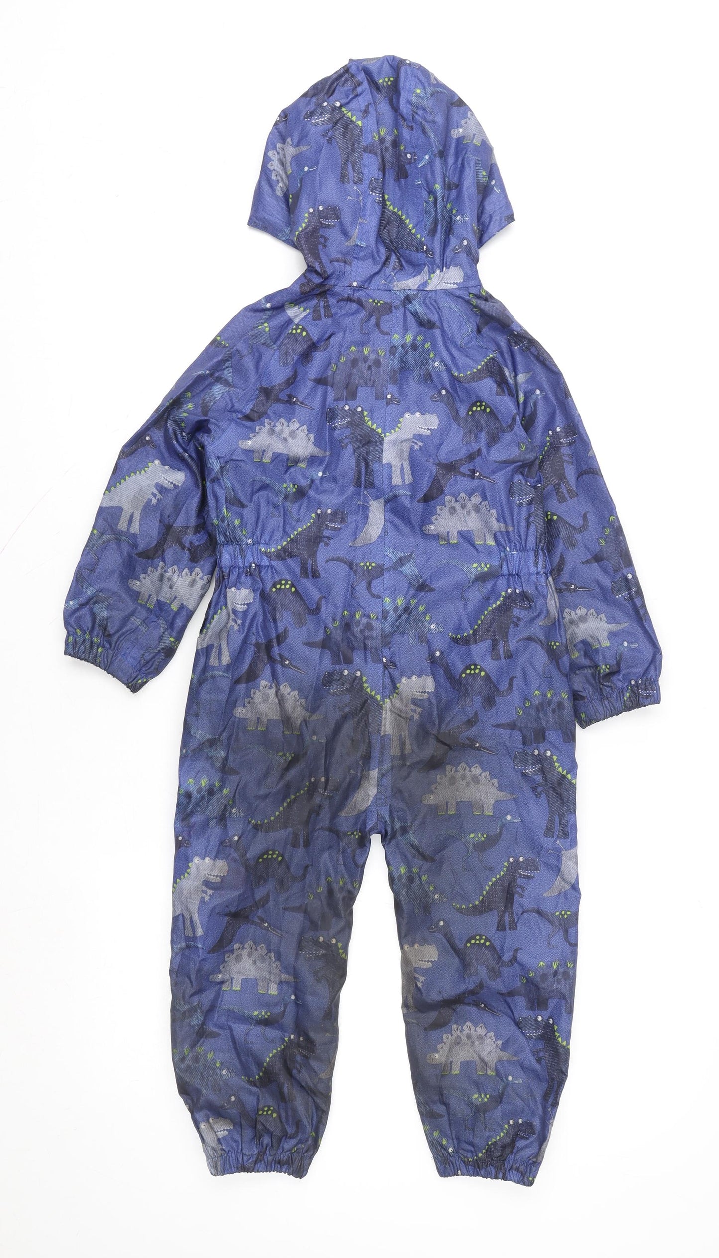 Bluezoo Boys Blue Dinosaur Waterproof Hooded Snowsuit 3 Years