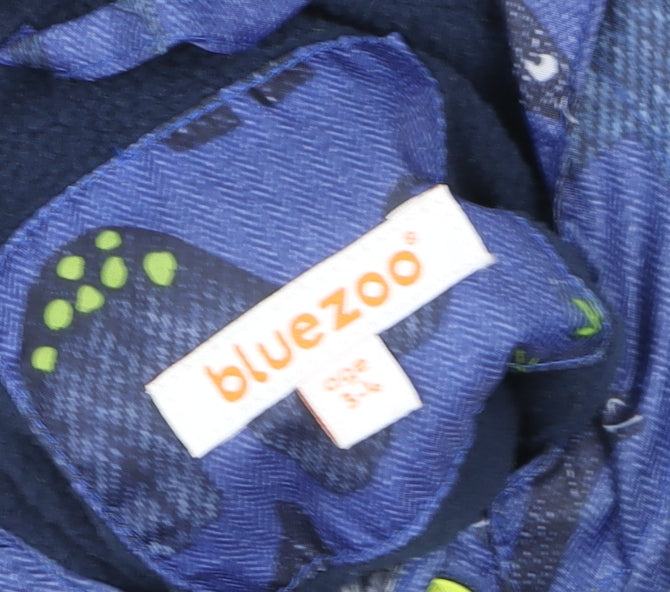 Bluezoo Boys Blue Dinosaur Waterproof Hooded Snowsuit 3 Years