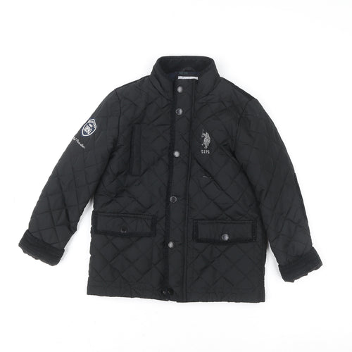 U.S. Polo Assn. Boys Black Quilted Mid-Length Jacket 6-7 Years