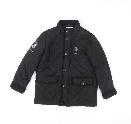 U.S. Polo Assn. Boys Black Quilted Mid-Length Jacket 6-7 Years