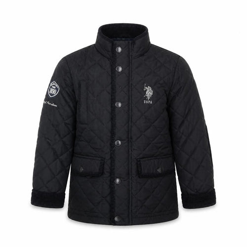 U.S. Polo Assn. Boys Black Quilted Mid-Length Jacket 6-7 Years