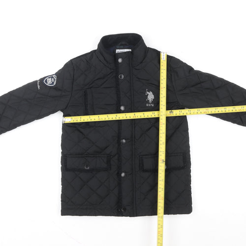 U.S. Polo Assn. Boys Black Quilted Mid-Length Jacket 6-7 Years