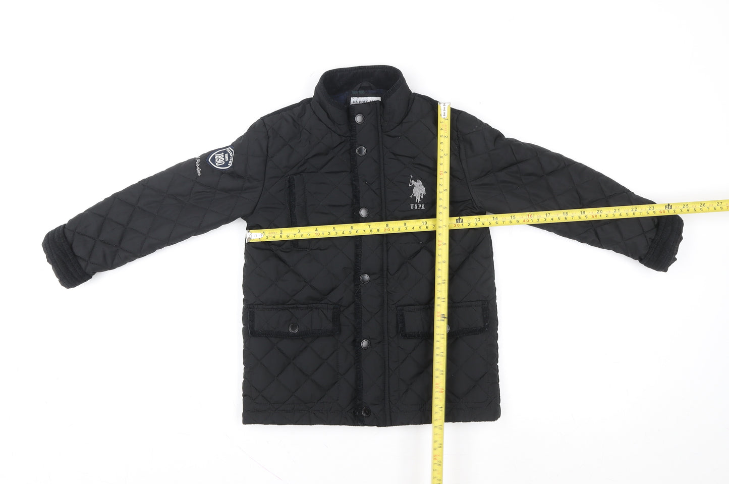 U.S. Polo Assn. Boys Black Quilted Mid-Length Jacket 6-7 Years