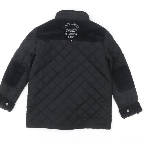 U.S. Polo Assn. Boys Black Quilted Mid-Length Jacket 6-7 Years