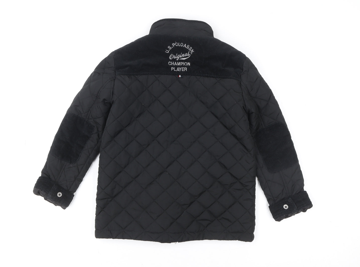U.S. Polo Assn. Boys Black Quilted Mid-Length Jacket 6-7 Years
