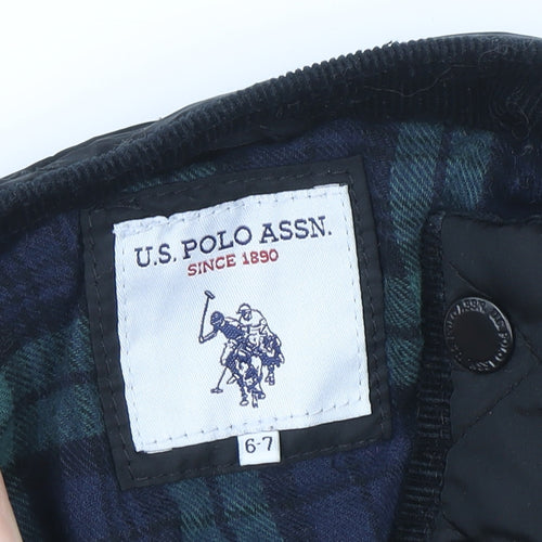 U.S. Polo Assn. Boys Black Quilted Mid-Length Jacket 6-7 Years