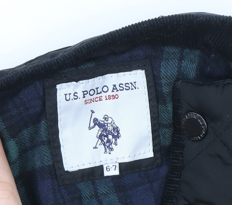 U.S. Polo Assn. Boys Black Quilted Mid-Length Jacket 6-7 Years