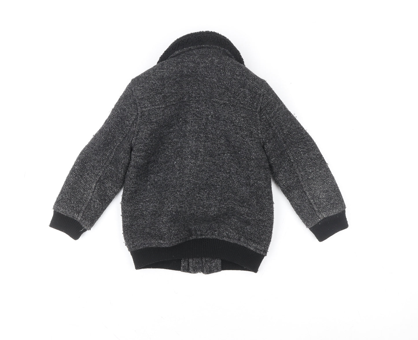 River Island Girls Grey Wool Blend Bomber Jacket 2-3 Years Lined Zip
