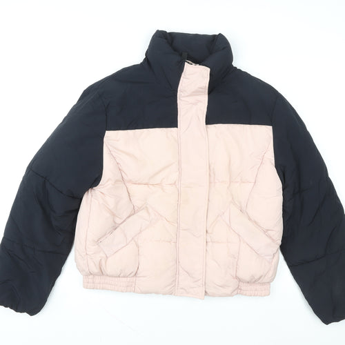 H&M Divided Women's Pink & Black Puffer Jacket XS Winter Coat