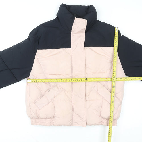 H&M Divided Women's Pink & Black Puffer Jacket XS Winter Coat
