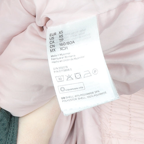 H&M Divided Women's Pink & Black Puffer Jacket XS Winter Coat