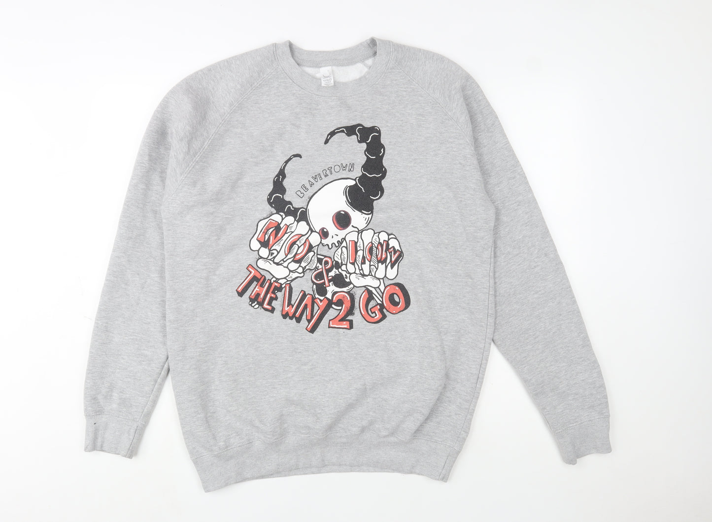 Just Hoods Men's Grey XL Pullover Graphic Skull Sweatshirt