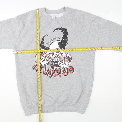 Just Hoods Men's Grey XL Pullover Graphic Skull Sweatshirt