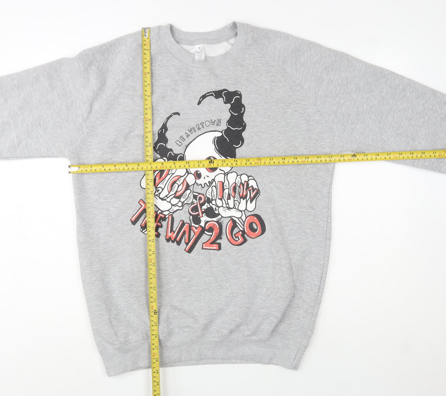Just Hoods Men's Grey XL Pullover Graphic Skull Sweatshirt