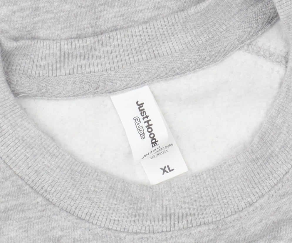 Just Hoods Men's Grey XL Pullover Graphic Skull Sweatshirt