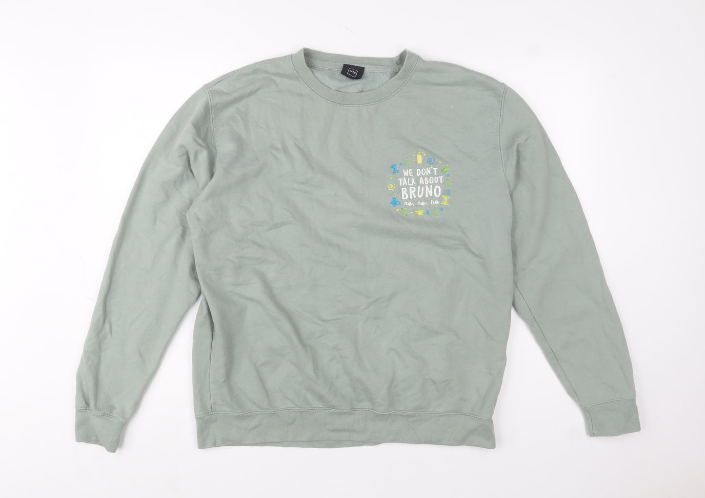 TEEQ Men's Green 'We Don't Talk About Bruno' Sweatshirt Size L