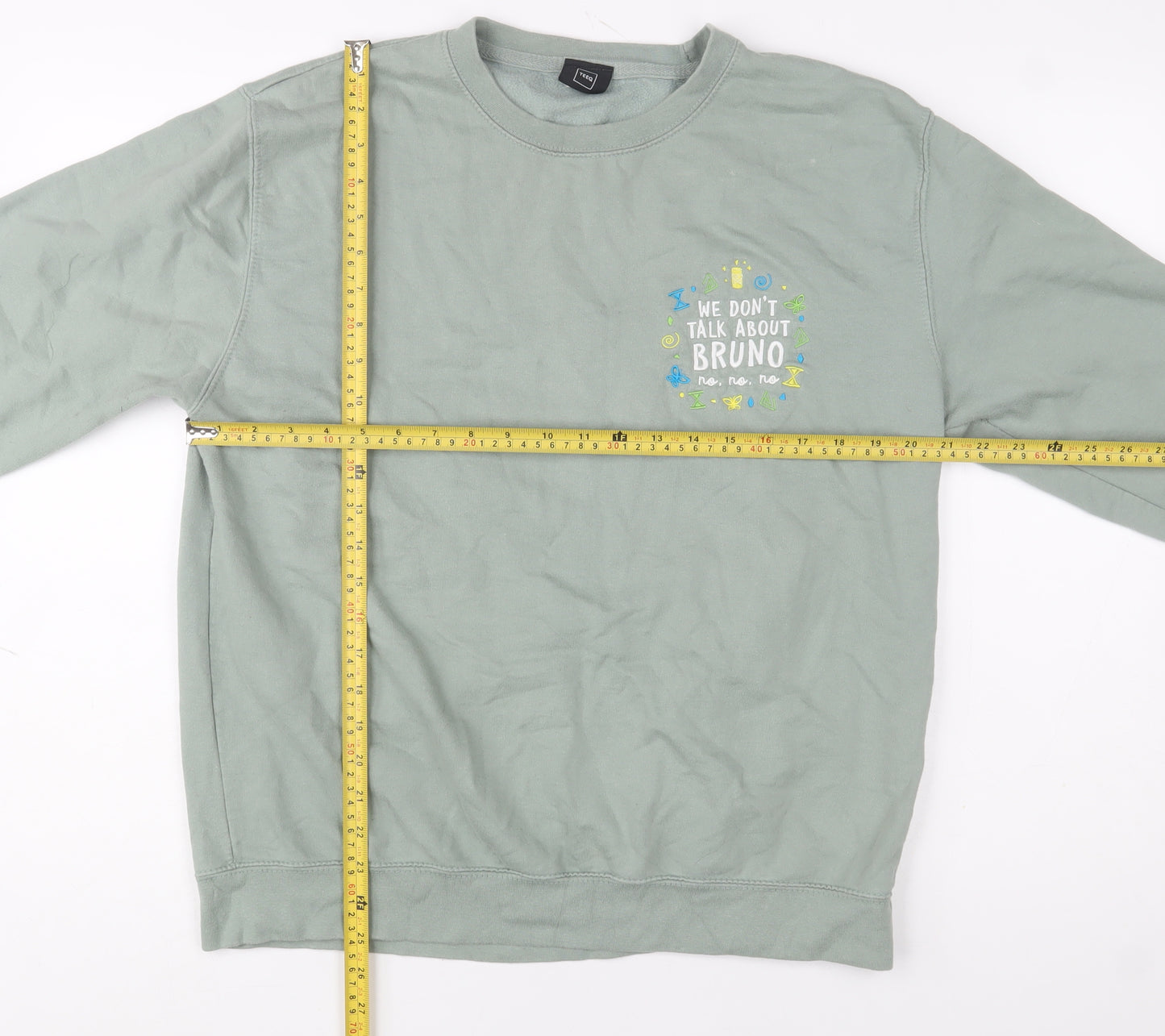 TEEQ Men's Green 'We Don't Talk About Bruno' Sweatshirt Size L